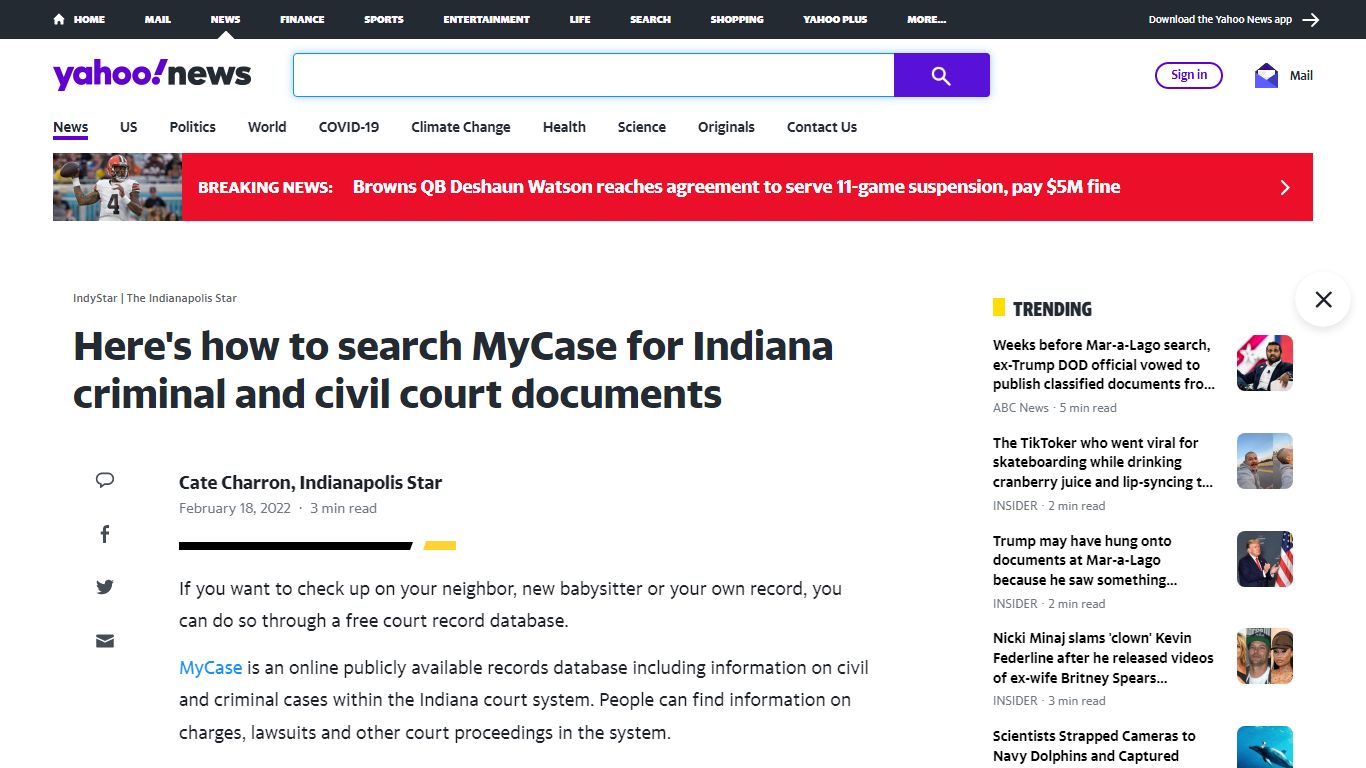 Here's how to search MyCase for Indiana criminal and civil court documents